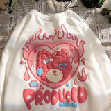 Purpdrank - Oversized Hoodies Harajuku Lovely Crewneck Sweatshirt Women Letter Printing Pullover Cute Loose Long Sleeve Tops For Girls Teens