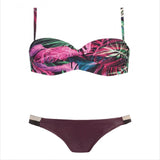 Purpdrank - Vintage Retro Bikini Patchwork Swimsuit Thong Brazilian Sexy Swimwear Female New Summer Micro V-bar Green Bathing Suits