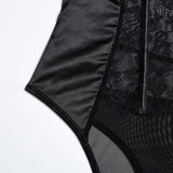 Purpdrank - Glitter Strap Bodysuit Sensual Lace Lingerie Sexy Transparent Satin Patchwork Body See Through Sissy Crotchless Tights