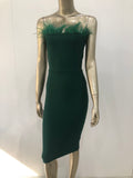 Purpdrank - New Summer Sexy Strapless Backless Feather Black Midi Women Bodycon Bandage Dress Designer Fashion Party Club Dress Vestido