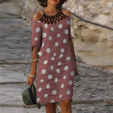 Purpdrank - Fashion Retro Printing Women Dress Sexy V-Neck Short Sleeve Loose Beach Homewear Dress Summer Casual Comfy Female Model Dress