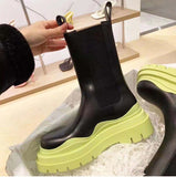Purpdrank - Women's Chelsea Boots Slip On Ankle Boots Women PU Leather Platform Flat Shoes Ladies Non-slip Casual Botas Femininas New