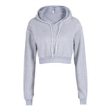 Purpdrank - Fashion Women Sweatershirts Feme Long Sleeve Pullover Solid Crop Hoodies Sport Pullover Tops Casual Jumper Coat Hoodies