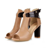 Purpdrank - New 2023 Women Sandals High Heeled Gladiator Buckle Sandals Peep Toe Women Summer Shoes Zapatos Mujer Size 34-43