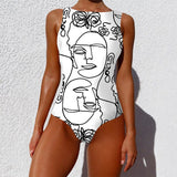 Purpdrank - Sexy Print One Piece Swimsuit Closed Large Size Swimwear Push Up Women Flower Vintage Body Swim Beach Pool Bathing Suit