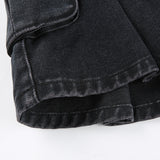 Purpdrank - New  Mall Goth Y2K High Waist Jean Skirts E-girl Aesthetics Black Denim Pleated Skirts with Big Pockets Grunge Punk Outfits