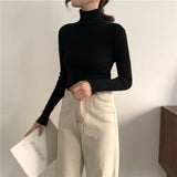 Purpdrank - Women's Turtleneck Sweater Autumn and Winter New Pullover Slim Bottoming Sweater Knitted Casual Long Sleeve Pull Femme 16675