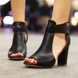 Purpdrank - New 2023 Women Sandals High Heeled Gladiator Buckle Sandals Peep Toe Women Summer Shoes Zapatos Mujer Size 34-43