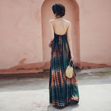Purpdrank - Bali Vacation V-Neck Beach Dress Summer New Neck-Mounted Split Fork Backless Loose Dress Thin Thailand Travel Long Skirt