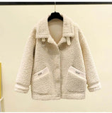 Purpdrank - Fashion Lamb Plush Fur Coat Casual Jackets Womens New Autumn Winter Korean Style Short Polar Fleece Outerwear Jackets Women