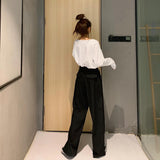 Purpdrank - Retro Solid Color Wild Straight Wide Leg Pants Female Spring New Korean Fashion High Waist Casual Long Pants