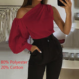 Purpdrank - Summer Women Long Sleeve Shirt Sexy Off Shoulder Solid Tunic Fashion Blouses Casual Top Elegant Party Blusas Feminina
