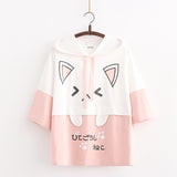 Purpdrank - Harajuku Kawaii Women Cute Hoodie Black Pink Long Sleeve Graphic Cat Ear Funny Teen Girls Pullover Vintage Sweatshirt
