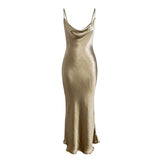 Purpdrank - 2023 Summer Women Satin Long Dress Sexy Champagne Bodycon Club Wear Female Party Slip Dress