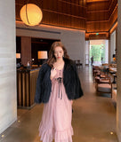 Purpdrank - French Vintage Midi Dress Women Puffer Sleeve Square Collor Office Elegant Dress Female Autumn Dot One Piece Dress Korean