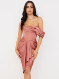 Purpdrank - Women Dresses Summer Pink Party Dress House of Cb Dress Satin Bodyocn Dress Draped Sexy Celebrity Evening Club Dress