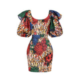 Purpdrank - Vintage Traditional African Floral Print Dress Women Dashiki Ankara Sexy Bodycon Dress Party Evening African Dresses for Women