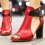 Purpdrank - New 2023 Women Sandals High Heeled Gladiator Buckle Sandals Peep Toe Women Summer Shoes Zapatos Mujer Size 34-43