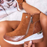 Purpdrank - Women Boot Autumn Winter High Top Vulcanize Shoes Women Platfrom Wedges Shoes Zipper Chunky Sneakers Female Shoes Plus Size