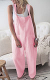 Purpdrank - Rompers New Brand Women Casual Loose Cotton Linen Solid Pockets Jumpsuit Overalls Wide Leg Cropped Pants hot