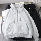 Purpdrank - Lazy Plush and Thick Zip-up Autumn And Winter Fashion Women Sweatshirt  hoodie coat  Korean Soild Color Long Sleeve Female