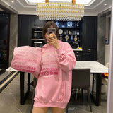 Purpdrank - Letter Embroidery White Crewneck Sweatshirt Women Winter Tops Oversized Cool Girls Streetwear New Korean Fashion Pullover Casual