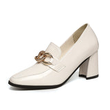 Purpdrank - New Pointy Sandals High Heels Dress Shoes Chain High Heels Women's High Heels Beige High Heels Office Shoes Zapatos Mujer