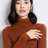 Purpdrank - New Women's Autumn Winter Turtleneck Pullovers Sweater Woman Primer Shirt Long Sleeve Short Slim-fit tight Jumper Top Solid