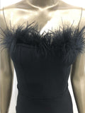 Purpdrank - New Summer Sexy Strapless Backless Feather Black Midi Women Bodycon Bandage Dress Designer Fashion Party Club Dress Vestido