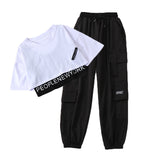 Purpdrank - 3 Pieces Set Summer Women Cargo Pants Suit Set Streetwear Outfit Harajuku Short Sleeve Trousers & Crop Tops Tee Shirt