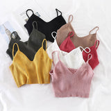 Purpdrank - Women Y2K Sexy Crop Tops Spaghetti Tops and Camis For Women Summer V-neck Strecthy Wrap Tops Women Knitted