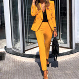 Purpdrank - Women Jacket Blazer Suit Fashion Casual Ladies Solid Color Two Piece  Autumn Winter Office Wear Elegant Suit Jacket Pants