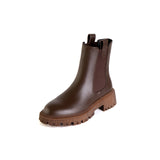 Purpdrank - Autumn Winter GENUINE LEATHER Chelsea Boots High Quality Women Boots Slip-On Platform Shoes Chunky Heel Ankle Boots Women Shoes
