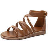 Purpdrank - 36-42 Bohemian Sandals Women's New Large Size Women's Shoes Summer Woven Roman Sandals Women's Casual Flat Sandals
