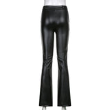 Purpdrank - Elegant Black Faux Leather Pants Women High Waist Skinny Trousers Ladies Casual Fashion Pants Capris Autumn Vintage Streetwear