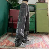 Purpdrank - Cool Women Loose Vintage Pants Girl Fashion Harajuku Baggy Jeans Casual Funny Clothing Ins Gothic Trousers Summer Straight Jeans