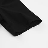 Purpdrank - Spring and Summer New Pure Cotton O-Neck Fashion A-Line Black Short-Sleeved Hollow Out Sexy Careful Pleated Mini Skirt