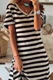 Purpdrank - Stripe V Neck Slit Maxi Dress