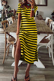 Purpdrank - Stripe V Neck Slit Maxi Dress