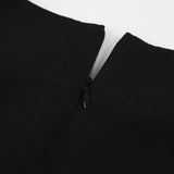 Purpdrank - Spring and Summer New Pure Cotton O-Neck Fashion A-Line Black Short-Sleeved Hollow Out Sexy Careful Pleated Mini Skirt