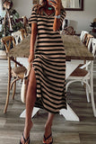 Purpdrank - Stripe V Neck Slit Maxi Dress