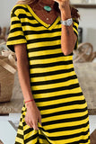 Purpdrank - Stripe V Neck Slit Maxi Dress