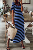 Purpdrank - Stripe V Neck Slit Maxi Dress
