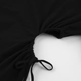 Purpdrank - Spring and Summer New Pure Cotton O-Neck Fashion A-Line Black Short-Sleeved Hollow Out Sexy Careful Pleated Mini Skirt