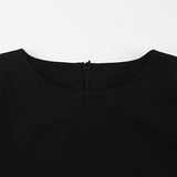 Purpdrank - Spring and Summer New Pure Cotton O-Neck Fashion A-Line Black Short-Sleeved Hollow Out Sexy Careful Pleated Mini Skirt