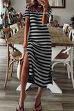 Purpdrank - Stripe V Neck Slit Maxi Dress