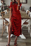 Purpdrank - Stripe V Neck Slit Maxi Dress