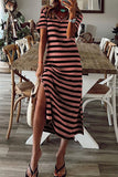 Purpdrank - Stripe V Neck Slit Maxi Dress