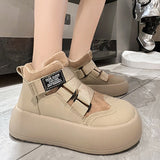 Purpdrank - Platform Cotton Shoes Woman Casual Sneakers Lace Up Round Toe Ankle Boots Ladies Warm Plush Shoes Winter fashion Shoes Women