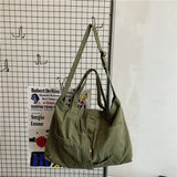 Purpdrank - Large Capacity Canvas Shoulder Bags Solid Soft Denim Leisure Or Travel Bag for Women Fashion  Fatchels Winter Package
